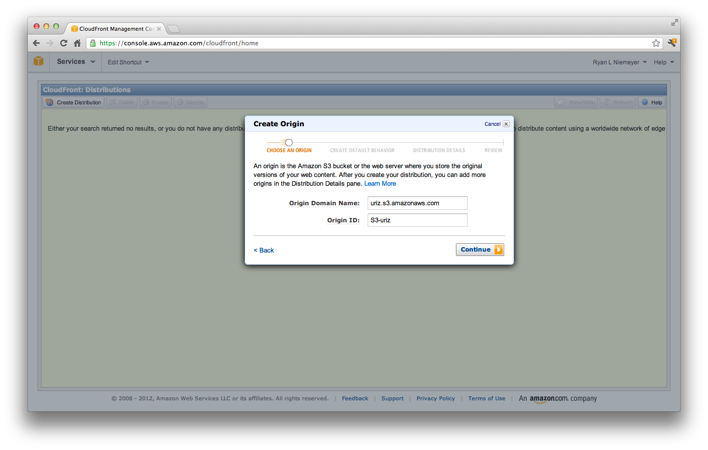 CloudFront Add Distribution