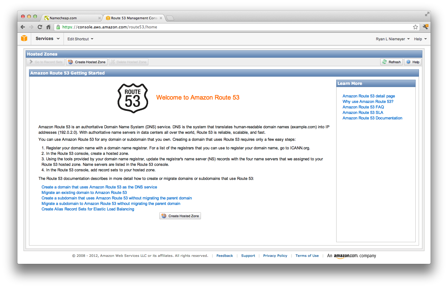Route53 in AWS Console